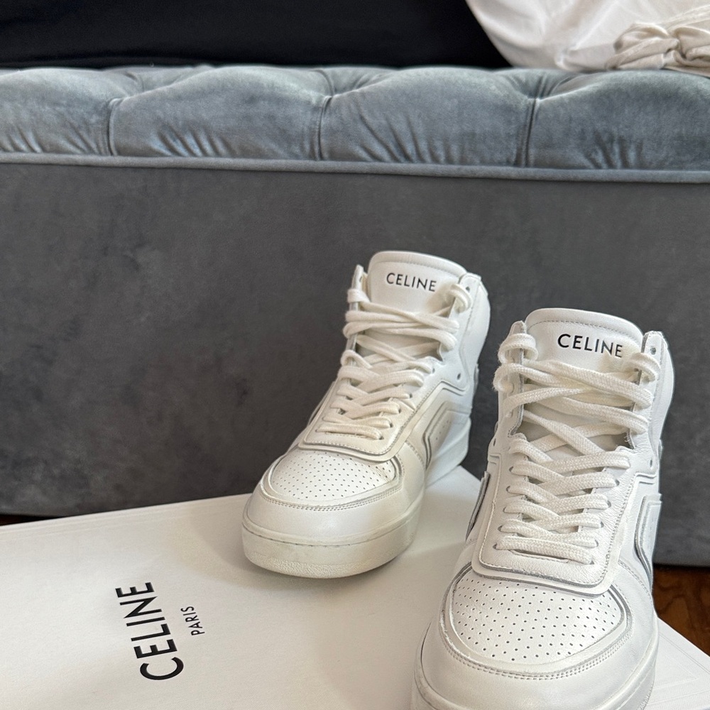 Celine Women's Classic White High-Top Sneakers